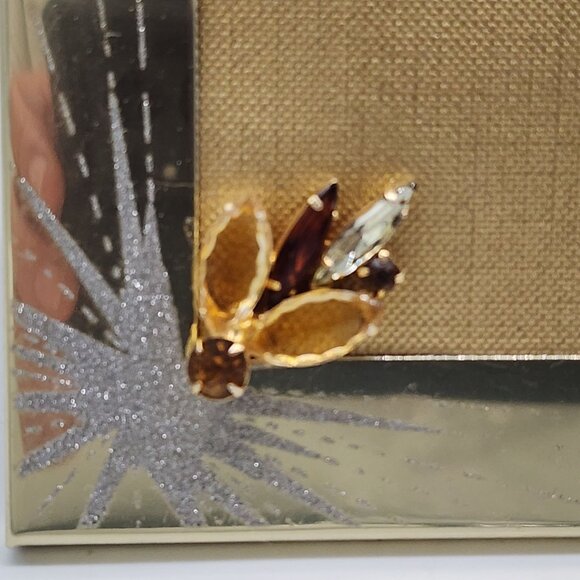 Gold Tone Sparkle Frame With Leaf Embellishments & Rhinestone Accents For 4x6 - Picture 10 of 15